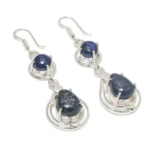 Lapis Lazuli Gemstone Handmade 925 Sterling Silver Jewelry Earring Size 2.20" - Picture 1 of 1