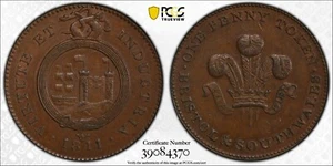 1811 Gran Bretaña Somerset Bristol y Gales del Sur Penny D-104 Virtute PCGS MS-61 - Imagen 1 de 1
