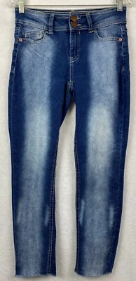 NO BO Juniors Womens Mid Rise Skinny Jeans Sz 5 Raw Hem 28x26 Sexy #22A - Image 1 of 4