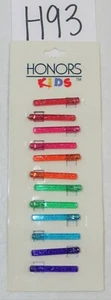Girl's Hair Bobby Pins Clips Glitter Multi-Color 12 pcs. New Vintage - Picture 1 of 7