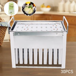Ice Lolly Popsicle Mold Stainless Steel 30Pcs Ice Cream Stick Holder Pops Making - Picture 1 of 11