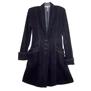 Norma Kamali Vintage Long Black Denim Jacket - Picture 1 of 10