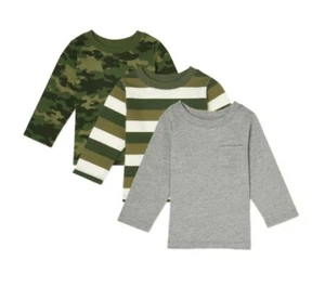 Infant Boys Size 12months Shirts long sleeve Camouflage Green Gray 3-pack NWT - Picture 1 of 3