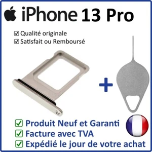 TIROIR CARTE SIM DE L'IPHONE 13 PRO ARGENT AVEC JOINT ÉTANCHE + OUTIL - Photo 1 sur 3