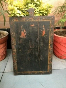 Placa religiosa hindú pintada a mano caligrafía de madera del siglo XVII panel pizarra  - Imagen 1 de 12