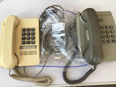 British Telecom BT Vintage Corded X 2 Landline Telephone Cream & Grey Working • 21.96€
