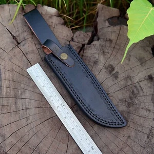 handgefertigte schwarze Leathe Messerhülle feste Klinge Messerhülle Handarbeit Gürtelschleife - Bild 1 von 4