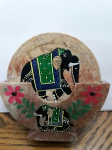 Marble coaster set with elephants - Picture 1 of 6