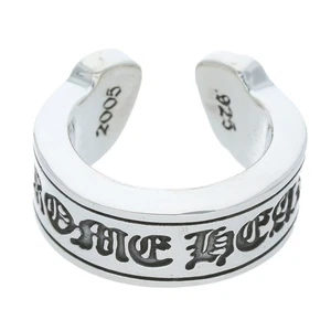 Dimensione cuori cromati: 9 LG SCROLL LABEL grande anello in argento con etic... - Foto 1 di 6