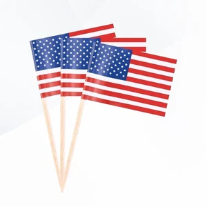 100pcs American National Flag Cake Toppers Paper Cake Picks Cupcake Decor Party - Picture 1 of 11
