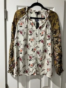 Jane + Delancey Tunic Top Sz L Rayon Floral Lightweight Long Sleeves NWT - Picture 1 of 6