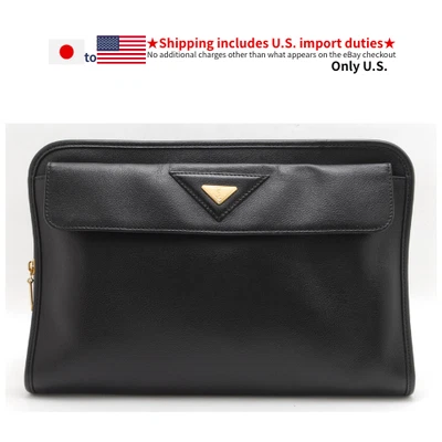 Yves Saint Laurent YSL Large Clutch Bag Black Leather Envelope Pouch - Image 1 of 4