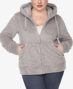 White Mark Women's Plus Size Hooded Sherpa Jacket - Picture 1 of 17