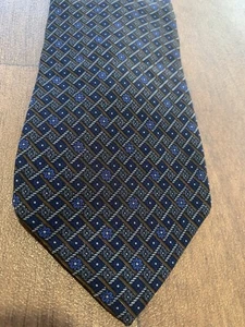 Corbata Lanvin Azul Gris Marrón Toda Seda Diseñador - Imagen 1 de 24