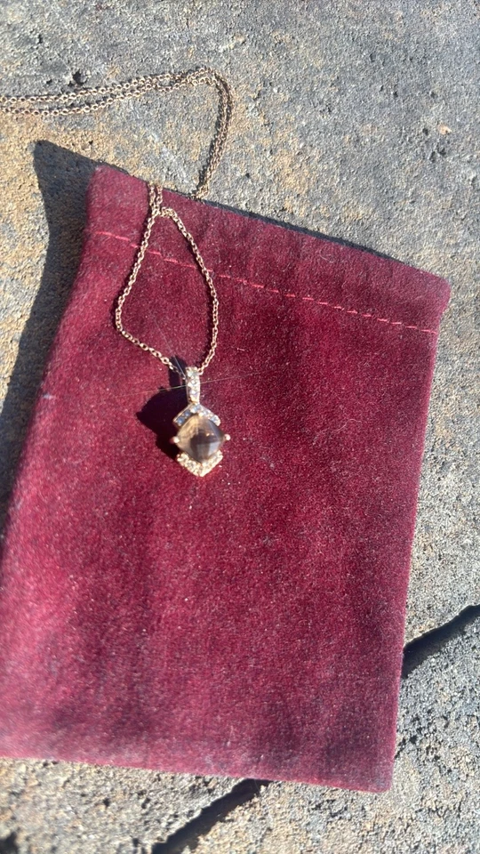 $1,925 Levian 14K 玫瑰金巧克力钻石烟熏石英吊坠 20 — 第 1/4 张图片