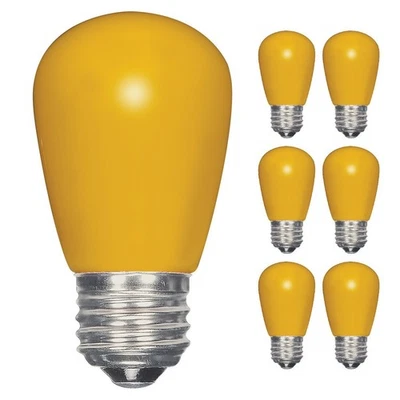 Satco S9169 - 1.4 Watt LED S14 Decorative Ceramic Yellow Sign Light Bulb (6 PK) - Image 1 of 4