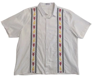 Camisa Dat Mambo Guayabera Hombres 3XL Blanco Mezcla de Lino Mardi Gras Trompeta Langosta - Imagen 1 de 9