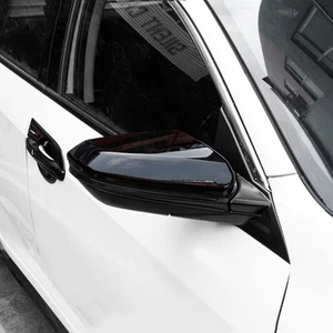 2X L+R Rearview Side Mirror Cover Cap Gloss Black For Honda 10th Civic 2016~2021 - Picture 1 of 16