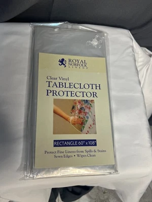 NWT ROYAL NORFOLK LINENS CLEAR VINYL TABLECLOTH PROTECTOR - Rectangle 60"x108" - Image 1 of 4