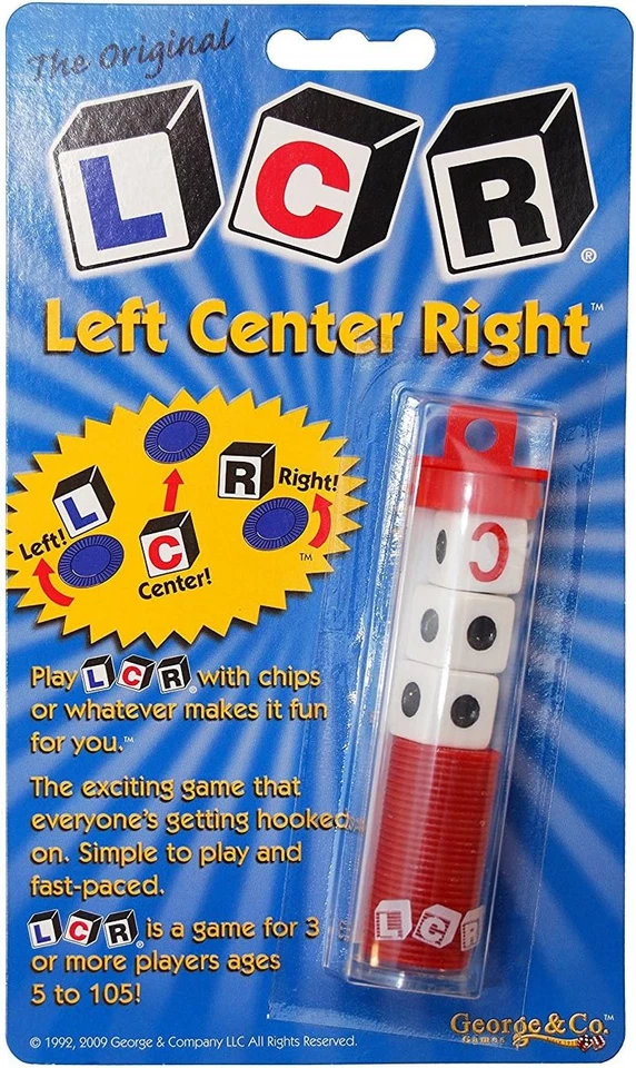 LCR - 左中右骰子游戏 - 随机颜色,3 + 玩家 — 第 1/1 张图片