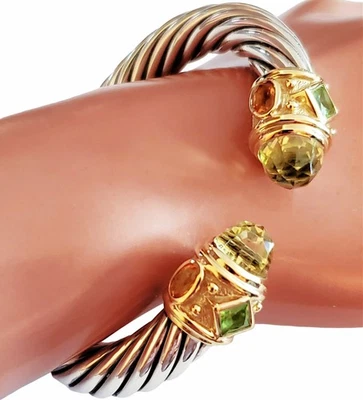 Brazalete DAVID YURMAN Renacimiento Cable Piedra Peridoto Citrino Oro 925 y 18K Foto 1 de 4