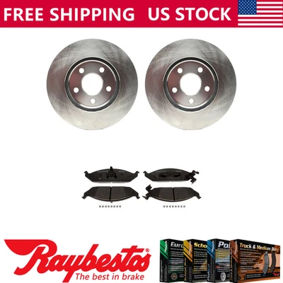 Kit dianteiro rotores de freio + pastilhas de cerâmica e ferragens para 1995-2000 Chrysler Cirrus - Imagem 1 de 4