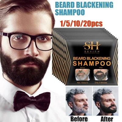 Champú de color de tinte de cabello simple barba negra para hombres de 15 g color de cabello oscurecimiento permanente Foto 1 de 4