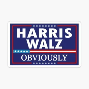 Kamala Harris Walz Obviously 2024 red blue presidential circle sticker USA - Picture 1 of 1