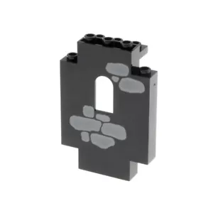 1x Lego Mauerteil 2x5x6 schwarz bedruckt Steine neu-hell grau Fenster 4444p05 - Bild 1 von 2