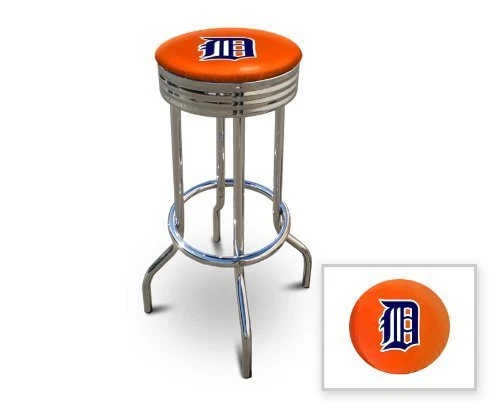 Bar Stool 24" Tall MLB Swivel Seat Backless Chrome Finish w/ Baseball Team Logo  - Image 1 of 1