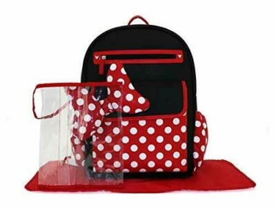 Minnie Mouse Lunares Arco Grande Bolsa de Pañales Mochila Almohadilla y Bolsa *Juego de 3 PIEZAS* NUEVO Foto 1 de 4