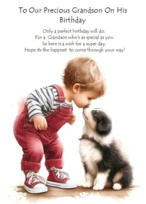 PICKTURE-THIS GREETING CARDS NEW For OUR Beautiful Grandson A5 Birthday Card For Younger Boy