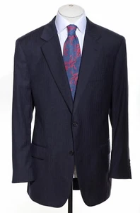 44R Jos A Bank Signature Navy Herringbone Worsted Wool Blazer Sport Coat Jacket - Picture 1 of 8