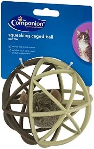 Companion Pet Fur Mouse Caged Ball Squeaking Cat Toy Noise Making Hunter Fury - Image 1 of 1
