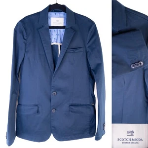 Scotch & Soda Boys Blazer Suit Jacket Sport Coat Cotton Boys Sz 14 Navy Blue - Picture 1 of 14