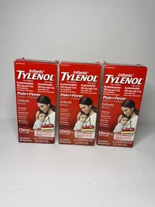 SET OF 3 Infants' Tylenol, Pain & Fever, Cherry. Dye Free. 2 oz ea. EXP 9/2025 - Picture 1 of 8