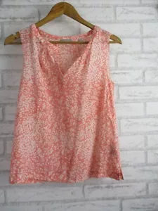 Jigsaw womens top blouse silk pink white floral print 8 sleeveless - Picture 1 of 8