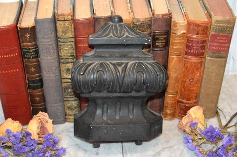 Antique German Black Forest Pediment Architectural Finial Topper Carved Wood Cover