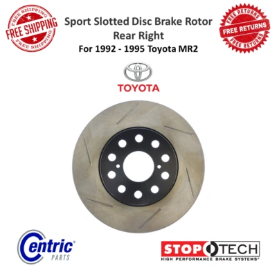 StopTech Sport Slotted Disc Brake Rotor Rear Right E-Coated For 92-95 Toyota MR2 - Image 1 of 4