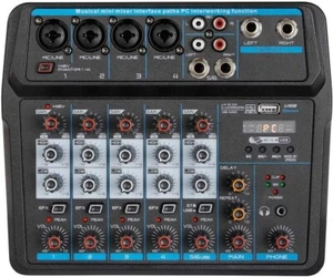 Consola de mezcla de sonido Bluetooth USB Grabación en computadora 6 Canales - Imagen 1 de 8