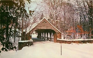 Überdachte Brücke Lake County Mentor Ohio OH Winterszene Postkarte - Bild 1 von 2