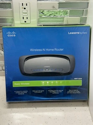 Linksys Wireless-N Home Router Cisco Model WRT120N 2.4 GHz Four Port New SEALED - Image 1 of 4