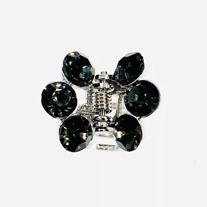 Small Metal Vintage Hair Claw Jaw Clip Rhinestone Crystal Hairpin Black Gray S8 - Picture 1 of 3