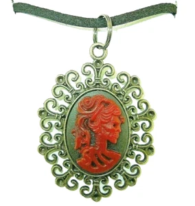 New Unique MIRABELLE Skeleton Bronze-tone CAMEO Pendant 18" - 20" Black Necklace - Picture 1 of 3