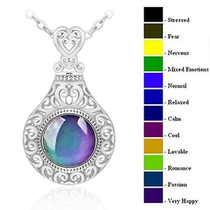 925 Sterling Silver Moods Necklack For Women Vintage Openwork Necklack Jewelry - Picture 1 of 11