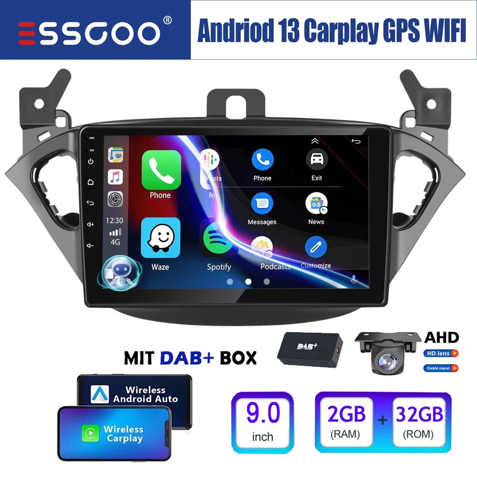 Für Opel Corsa E 15-19 Adam 13-16 Android 13 DAB+Carplay Autoradio 2+32G GPS Kam - Bild 1 von 4