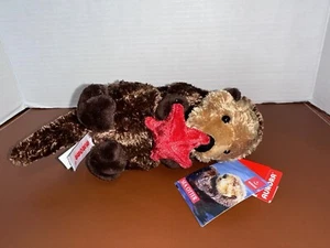 Aurora Plush Sea Otter With Red Starfish Stuffed Animal With Tags - Picture 1 of 4