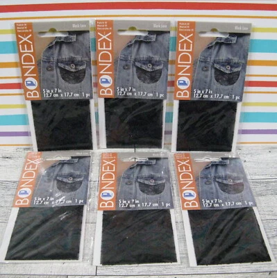 Bondex Black Lace Lot Of 6 Iron On Fabric Each 5"X7" Patch Mend Embellish New - Image 1 of 4