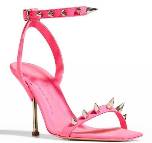 Sandali Alexander McQueen in pelle rosa con cinturino alla caviglia e cinturino slide 39 5