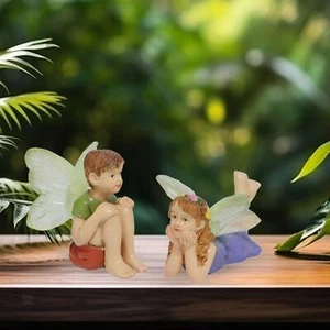 Fairy Garden Accessories Boy Girl Fairy Sculpture Miniature Fairy Figurine - Picture 1 of 7